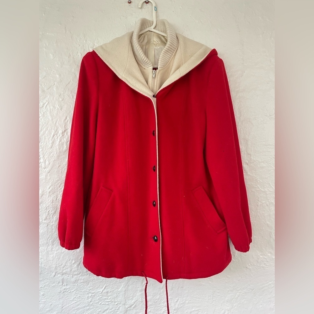 Vintage Mackintosh Red & White 100% Wool Fully Lined  Vestcoat Jacket - 1970's - Picture 2 of 9